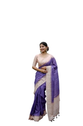 Image of SATIKA VASTRAM Tussar Silk Saree Solid Design Pure Soft Thread Weaving Contrast Border And Rich Pallu With Blouse Piece