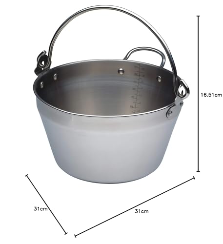 KitchenCraft Jam Pan for Induction Hob with Recipe in Gift Box, Home Made Maslin, Stainless Steel, 4.5 Litre, Silver