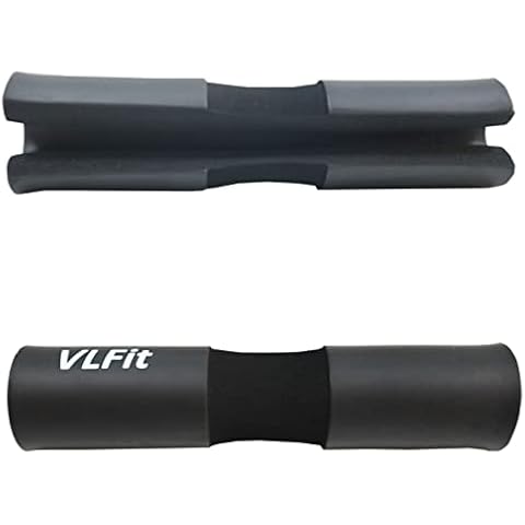 VLFit Barbell Squat Pad Including 2 Hook & Loop Safety Straps - Neck & Shoulder Protective Pad - Great for Squats, Lunges, Hip Thrusts, Weightlifting & More - Fits 50mm Olympic Bars (BLACK) Cover