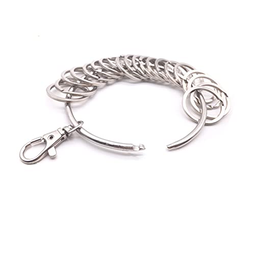 Porte-Clés en Métal - Grand Anneau Fendu Organisateur de Porte-clés Multi-Ring - Crochets de Porte - 88 mm - Argent Cover