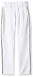 Alleson Ahtletic Boys Youth Baseball Pants with Braid, White/Black, X-Large
