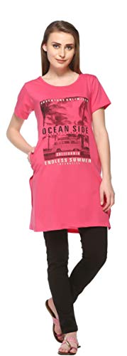 Image of In Love Women's Printed Cotton Plus Size Longline T-Shirt Half Sleeve with Pockets Pack of 2