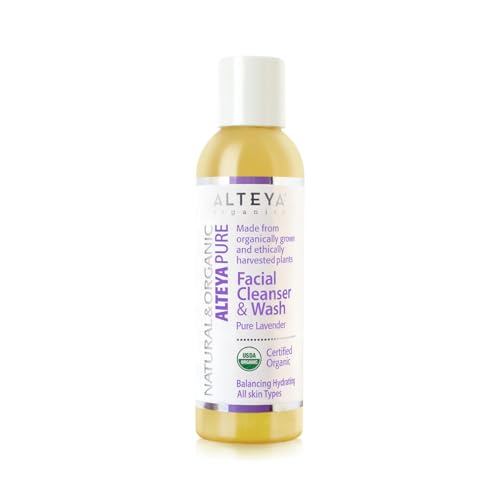 Alteya Organic jabón líquido limpiador facial y lavado 150ml – lavanda pura – con certificado orgánico USDA, jabón biodegradable - producto natural puro– hidrata y balancea todo tipo de piel