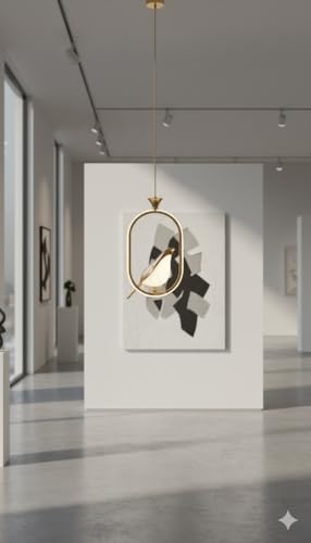 Image of Premium Modern LED Hanging Light - Decorative Golden Pendant Ceiling Lamp for Living Room, Bedroom, Dining Hall & Office | Stylish Bird Hanging Ceiling Light for Home Decor (Medium)