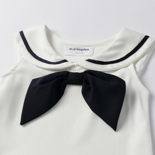 Mud Kingdom Little Girls Nautical Sailor Dress Summer Sleeveless Pleated School Uniform3