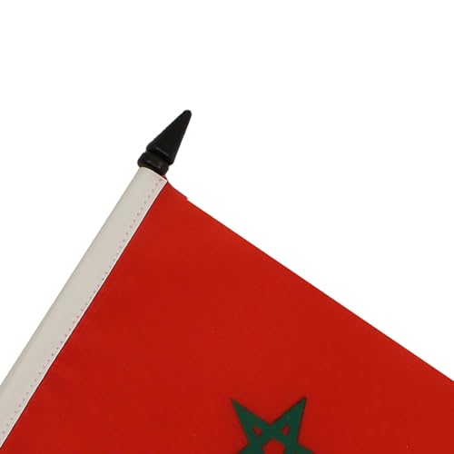 Image of Morocco Table Flag 5'' x 8'' - Moroccan Desk Flag 21 x 14 cm - Black plastic stick and base - AZ FLAG