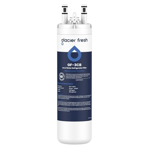 Image of GLACIER FRESH WF3CB Refrigerator Water Filter Replacement for PureSource 3, 706465, WF425, PS3412266, AP4567491, 242017800 Refrigerator Water Filter, Pack of 1