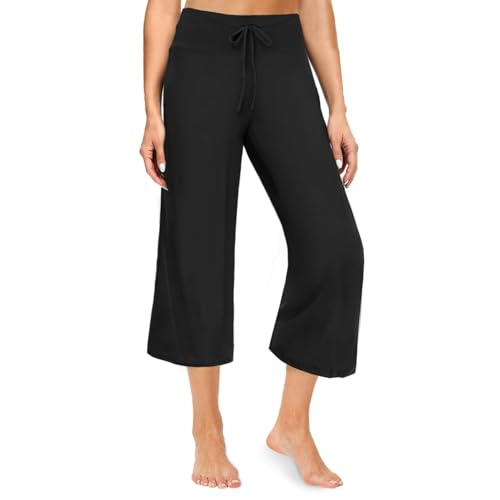 ZOOSIXX Soft Black Pajama Pants for Women, Wide...
