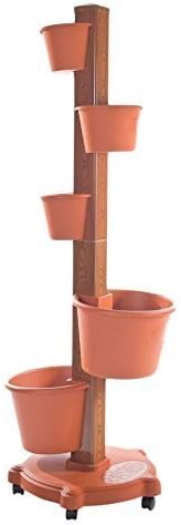 5 Planter Vertical Gardening System with Drip Irrigation Finish, Terracotta