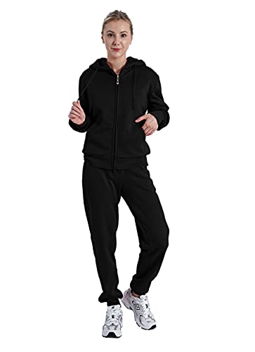 Image of Facitisu Women Fleece Sweatsuit 2 Piece Outfit Winter Warm Sherpa Lined Tracksuit Zip Up Hoodie Sweatshirts and Sweatpants