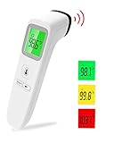 Non Contact Infrared Forehead Thermometer for Fever, Digital Thermometer with Fever Indicator for Baby, Kids and Adults, Mute Function Included