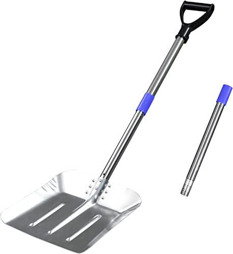 Snow Shovel 55 Inches- Emergency Long Metal Snow Shovel With D Grisp Handle, Aluminum Stainless Steel Lightweight Portable Sports Utility Tool For Garden, Camping Ourdoor Yard Cars, House(Small) #TOP2