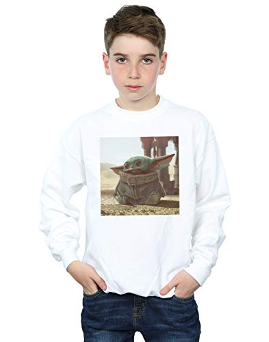 Image of Star Wars Boys The Mandalorian The Child Scene Sweatshirt White 7-8 Years