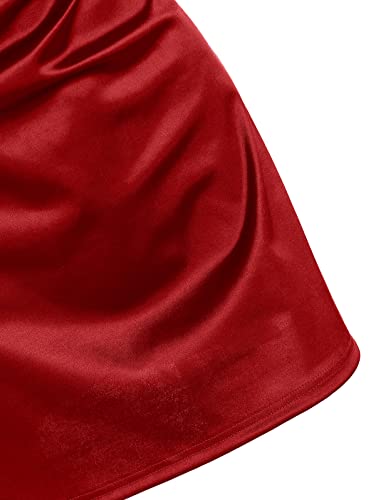 Image of ZAFUL Women Satin Cowl Neck Spaghetti Strap Mini Slip Cocktail Dress | Silky Satin Club Party Dress Perfect for Club Evening Party Homecoming Wedding and Night Out