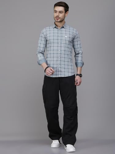 Image of Majestic Man Comfort Slim Fit Pure Cotton Checked Casual Shirt
