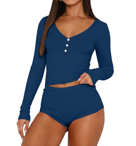 Image of REVETRO Fall Womens 2 Piece Pajama Sets Y2k Sexy Crop Top Shorts Lounge Set