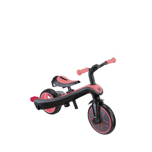 GLOBBER Explorer Trike 4in1 Pro in Coral Pink - Dreirad, Laufrad und Kinderwagen in 10/8,5 Zoll - TPR-Sitz - h&ouml;henverstellbares Kinderfahrzeug