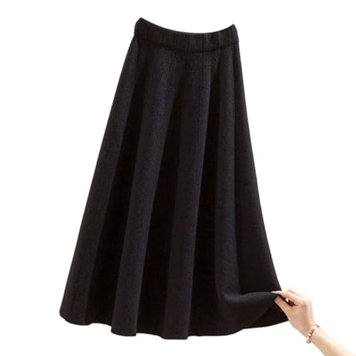 Jupe longue en velours côtelé femme vintage plissée midi pour l'hiver