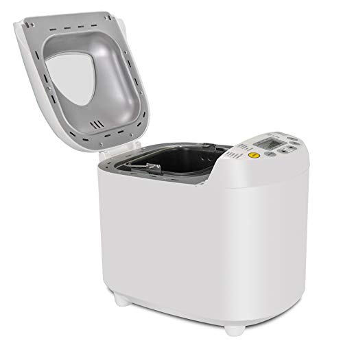 Automatic Bread Maker 2LB Programmable Bread Machine With Gluten Free Sitting, LED Display, Visual Menu (19 Programs, 3 Loaf Sizes, 3 Crust Colors, 15 Hours Delay Timer, 1 Hour Keep Warm) (White)
