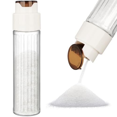NiHome Sugar Dispenser with Automatic Pouring Switch for Home, Kitchen, Coffee Station, Large Capacity Glass Jar for Sugar, Coffee Creamer, Salt, Food-Grade Glass with Anti-Slip Ribbed Design