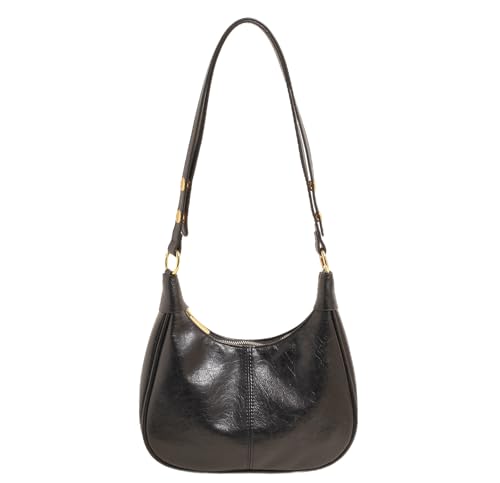 Image of GRPKSSIB PU Leather Shoulder Bags Hobo Crossbody Bag Casual Tote Handbags Women's Crescent Purse with Adjustable Strap