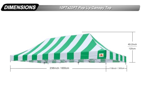 Image of ABCCANOPY Replacement Canopy Top for Pop Up Canopy Tent 10x20 Green Stripe