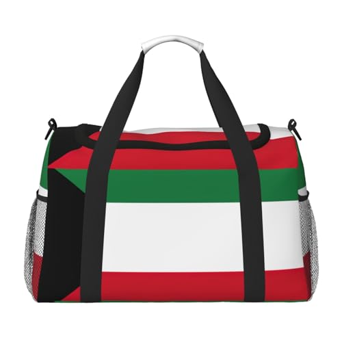 Sac de nuit imprimé drapeau du Koweït pour adulte en noir taille unique
