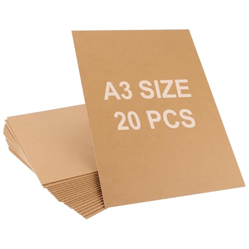 SHUESS Lot de 20 planches de bois MDF A3 pour travaux manuels, feuilles MDF de 2 mm d'épaisseur avec surface lisse, 42 x 30 cm, panneau de fibres à densité moyenne brut pour découpe laser, peinture,