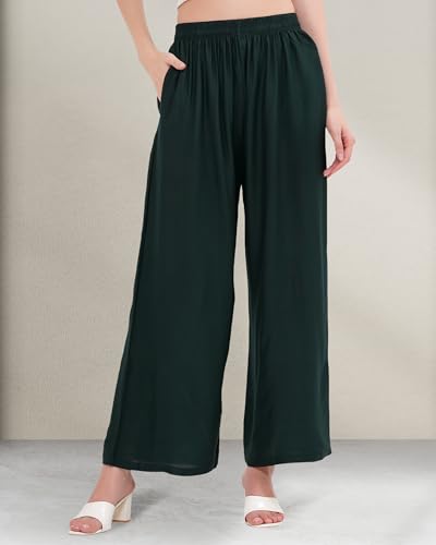 Image of Buy That Trendz Palazzo Pants for Women Cotton Rayon Elasticated Casual Regular Fit M to 6XL