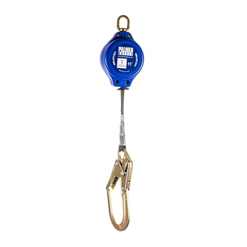 Image of Palmer Safety SRD 11 FT. Self Retracting Lifeline I Lightweight SRL with Construction Web Steel Rebar Hook I OSHA ANSI Industrial Roofing Tool Personal Fall Arrest Protection Safety Yoyo