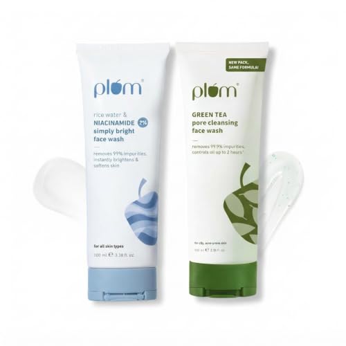 Image of Plum 2% Niacinamide & Green Tea Pore Cleansing Face Wash Combo | Brightening & Oil Control | Gentle & Non-Drying | 100ml + 100ml