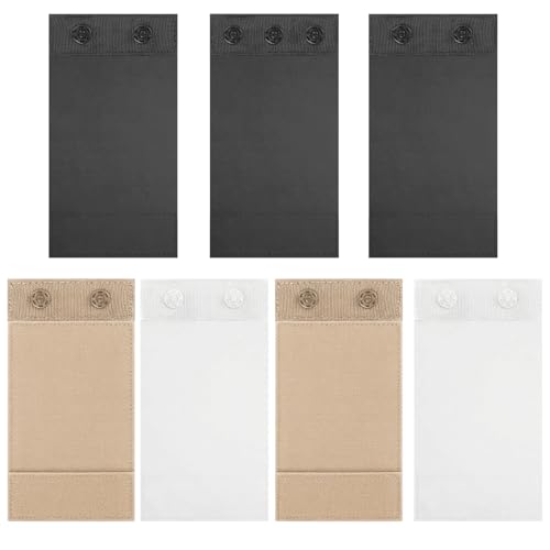 7 PCS Body Verlängerung Damen Rallonge Body Femme Women'S Body Extender Fermeture À Boutons-Pression Doux Et Confortable Excellente Respirabilité Longueur Allongée Les Combinaisons (Noir&Blanc&Teint)