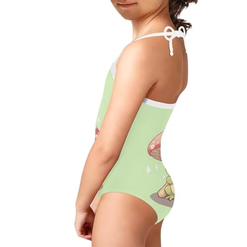 Image of One Piece Swimsuit for Girls Beach Bathing Suit Halter Straps Sports Swimwear for 1-10 Year Toddler Kids