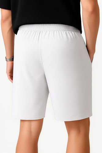 Image of Vogaan Men's Casual Slim Fit Shorts | Stylish Knee-Length Shorts with Elastic Waist | Summer Wear Short with Side Pockets for Gym Travel & Outdoor