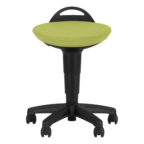 Image of Rolling Adjustable-Height Padded Stool - Fern Green