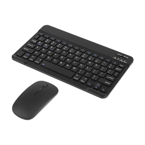 Image of Thanice Bluetooth Keyboard and Mouse Combo Ultra-Slim Portable Rechargeable Compact Wireless Mouse Keyboard Set for Pad /iPad Pro /iPad mini /iPad Air Mac OS,Android Windows iOS and Above(Black)