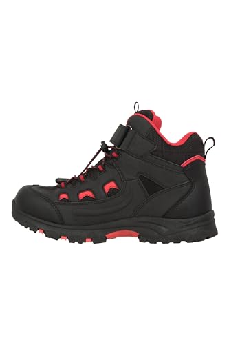 Mountain Warehouse Adventurer Kids Adaptive Walking Boots - IsoDry Touch Strap Fastening Shoes with Elastic Laces - Spring, Summer Hiking, Trekking, Outdoors & Walking Black Kids Shoe Size 10 UK