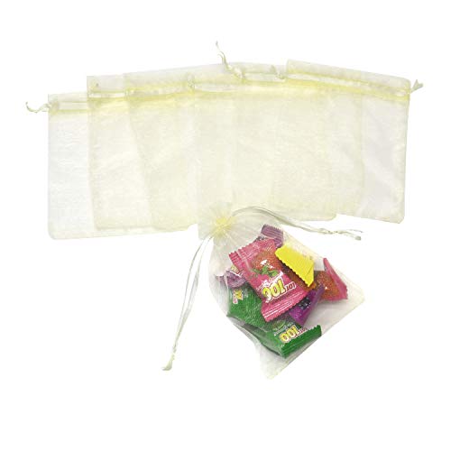 Image of Dealglad 100pcs Drawstring Organza Jewelry Candy Pouch Party Wedding Favor Gift Bags (4x6 inch, Beige)