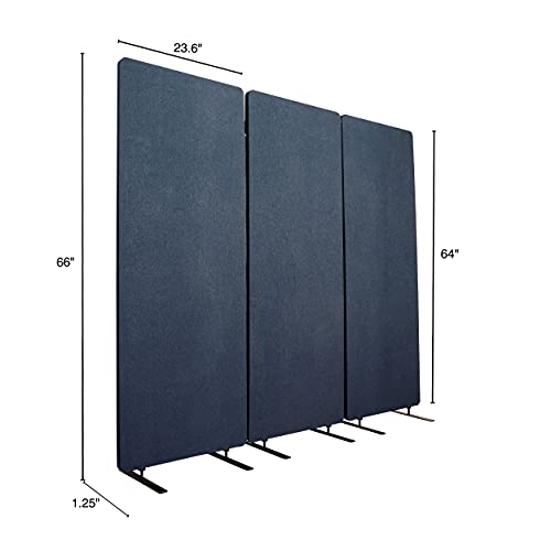 Stand Up Desk Store Refocus Freestanding Noise Reducing Acoustic Room Wall Divider Office Partition (Midnight Blue, 72" X 66", Zippered 3-Pack) #TOP4