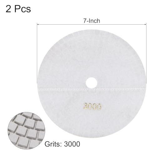 Image of uxcell Diamond Polishing Pad 7-Inch 3000 Grits Wet /Dry Grinding for Stone Concrete Marble Countertop Floor 2pcs