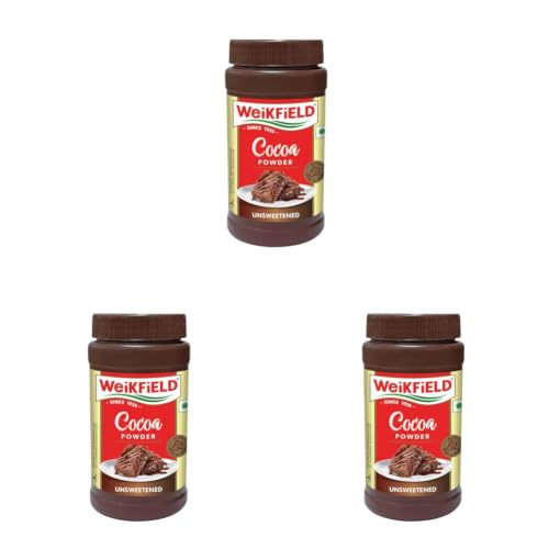 Image of Weikfield Cocoa Powder | Low Fat Rich & Decadent Pure Cocoa Powder | Unsweetened Dark Cocoa for Baking, Desserts, Healthy Smoothies, Brownies, Hot Chocolate & Cakes | Reusable Poly Jar | 150g Jar