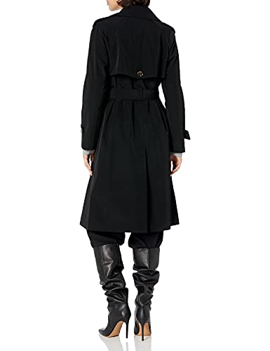 London Fog Womens Double-Breasted 3/4 Length Belted Trenchcoat, Black, Medium Us #TOP1