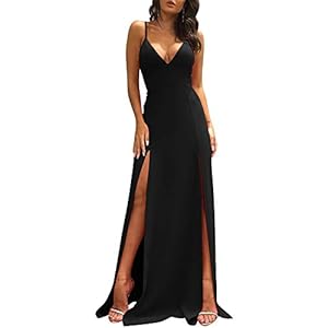 TOB-Womens-Sexy-Sleeveless-Spaghetti-Strap-Backless-Split-Cocktail-Long-Dress TOB Women's Sexy Sleeveless Spaghetti Strap Backless Split Cocktail Long Dress Black