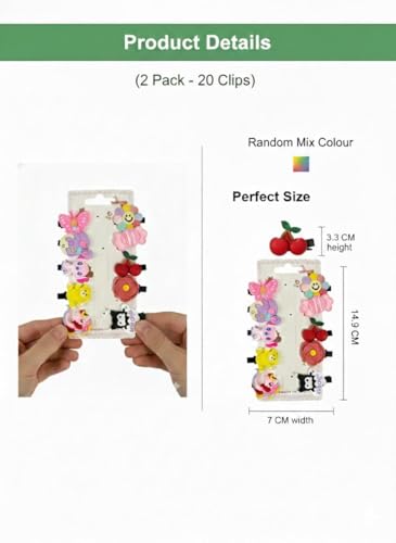 Image of 3 Pack - (30 Clips) Rakshabandhan gift for sister kids Baby Girl Hair Clips Kids Gifts for Girls | Safe Soft No Slip Toddler Cartoon Hair Clips for Girls(20Pcs) | Korean Style Small Flower Pearl Mini Hair Claw Clips with Flower Design(10Pcs), Cute Baby Hair Accessories Set (Random Colors & Designs)