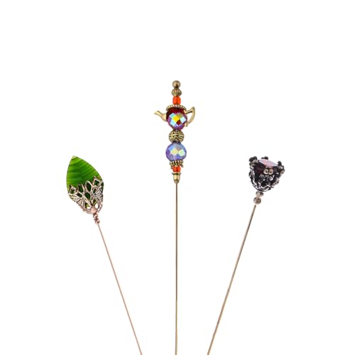 Image of Alilang 3Pcs Vintage Style Classic Long Handle Hat and Lapel Pins with Flexible Bendable Design on Hats, Scarves, and Suits