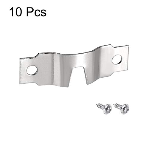 Image of uxcell Picture Hanger Plate, 48mm x 15mm U Type Thicken Hook for Frames with Screws, 10 Pcs (Silver)