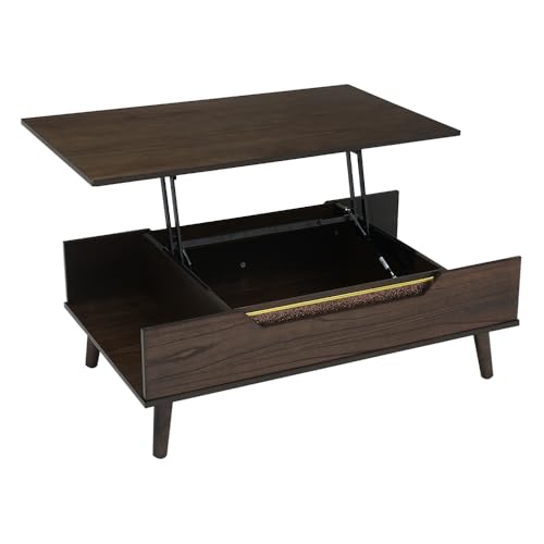 Image of Royaloak Miami American Lift Top Coffee Table | Solid Wood with Veneer Top | Lift Top Coffee Table | Ample Storage | Multiple Utilities | Durable & Long Lasting | Tapered Legs