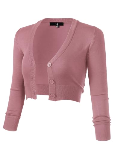Image of Allsense Women's Cropped Bolero Shrug Cardigan | 3 /4 Sleeve, Button Down, Lightweight Knit Sweater