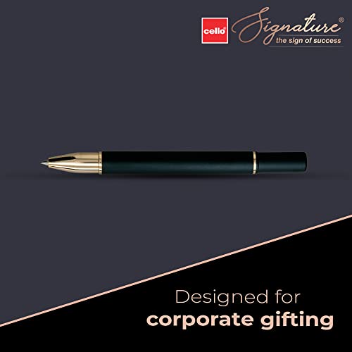Cello Signature Origin Roller Pen|Blue|1 Roller Pen|Matte Black & Gold Finish with Magnetic Cap|Premium Metal Pens for Office Use|Stylish Gifts for Christmas and New Year|Gifts for Men and Women