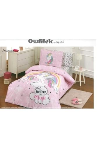 Pembe Unicorn Tek Kişilik Nevresim Takımı
